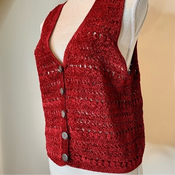 Vintage Sigrid Olsen Cottagecore Chunky Knit Sweater Vest Medium - Picture 3 of 7